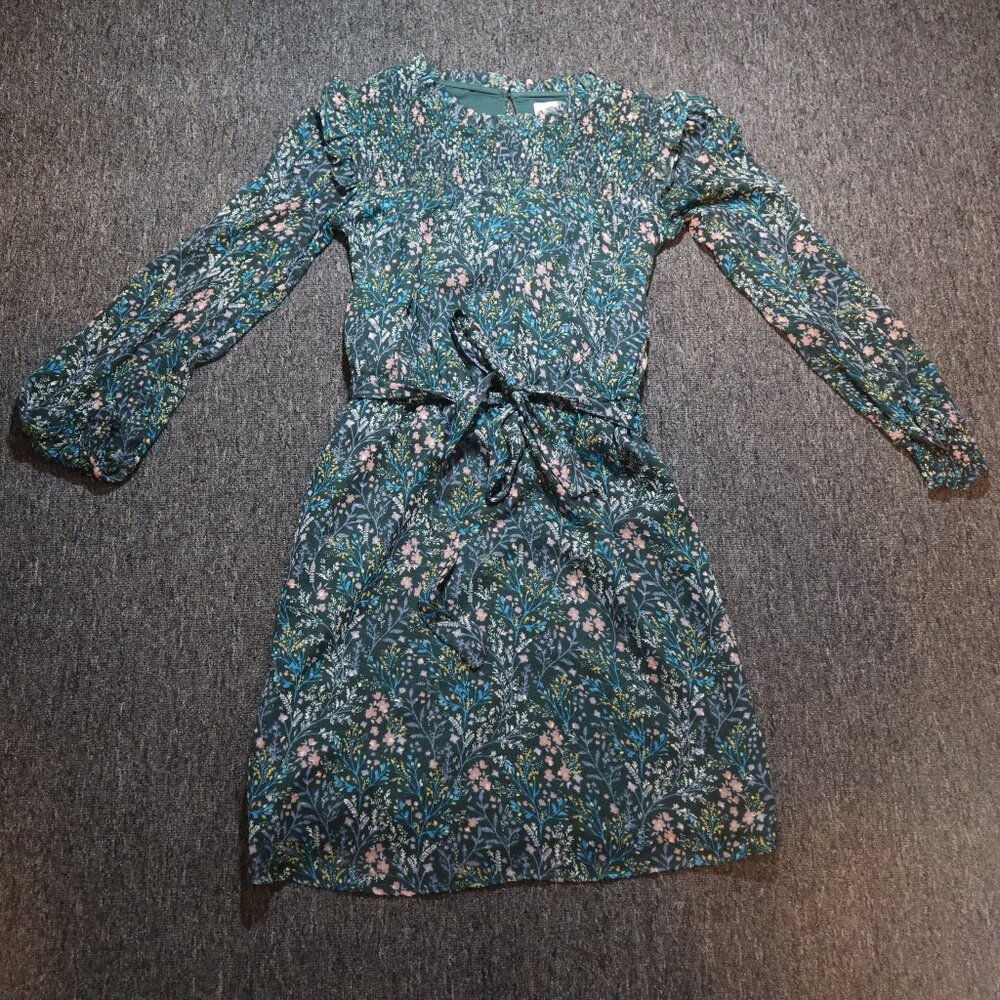 LOFT Floral Long Sleeve Dress - Sheer Arms - Size 4
